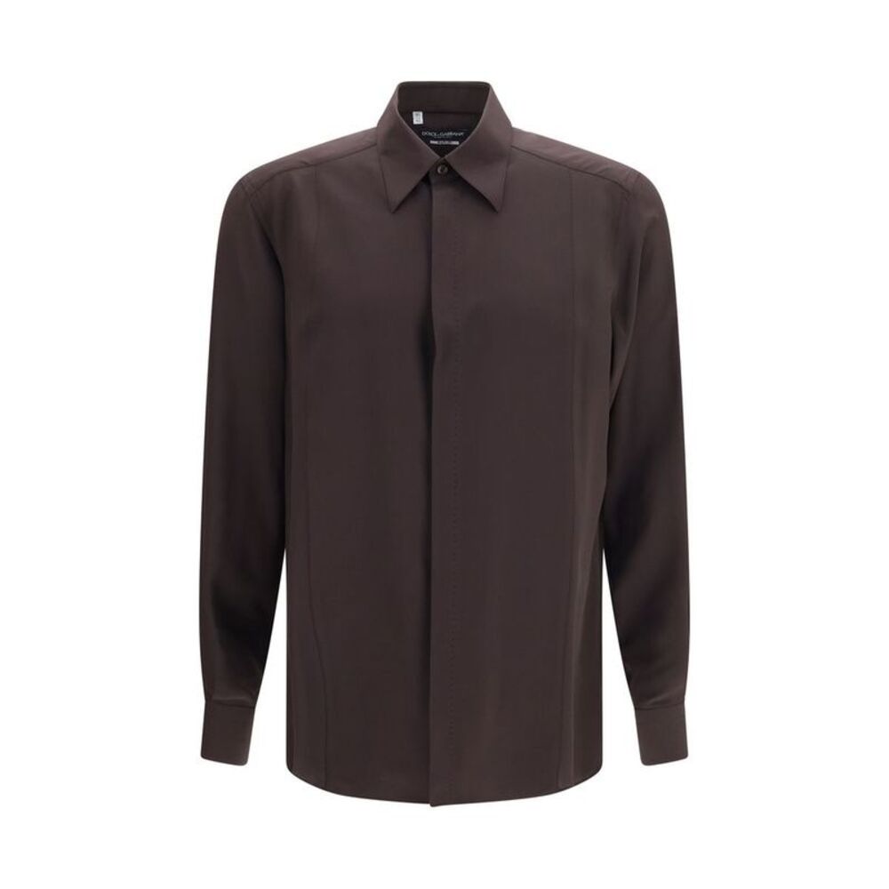 Dolce & Gabbana Brown Silk Men's Shirt